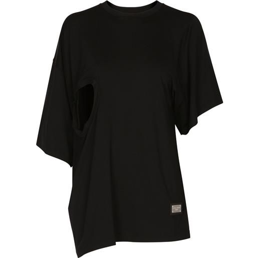 Dolce & Gabbana t-shirt con placca logo asimmetrica - nero