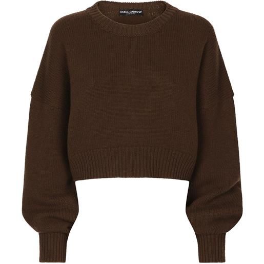 Dolce & Gabbana maglione con maniche a spalla bassa - marrone