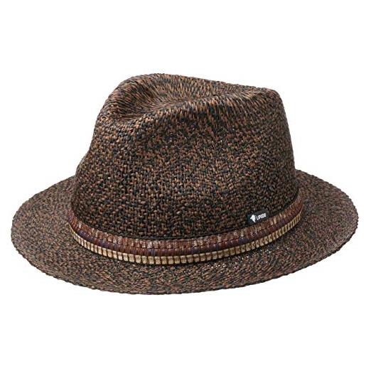 LIPODO cappello di paglia janston twotone uomo - made in italy estivo traveller da sole primavera/estate - xl (60-61 cm) marrone-nero