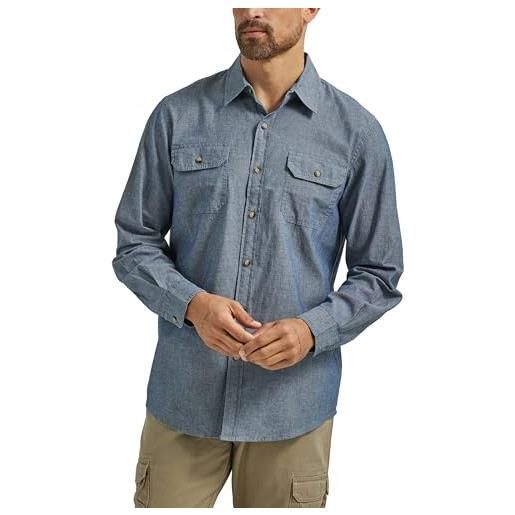 Wrangler Authentics men's long-sleeve classic woven shirt, grey, medium