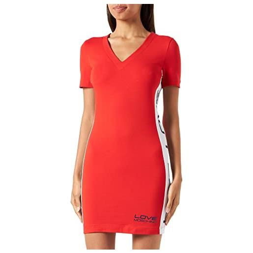 Love Moschino slim fit dress, rosso bianco, 44 donna