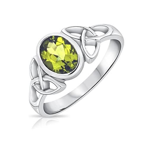 DTPsilver® anello pietra peridoto - anello nodo celtico donna - anello nodo argento 925 - anello celtico argento 925 e peridoto