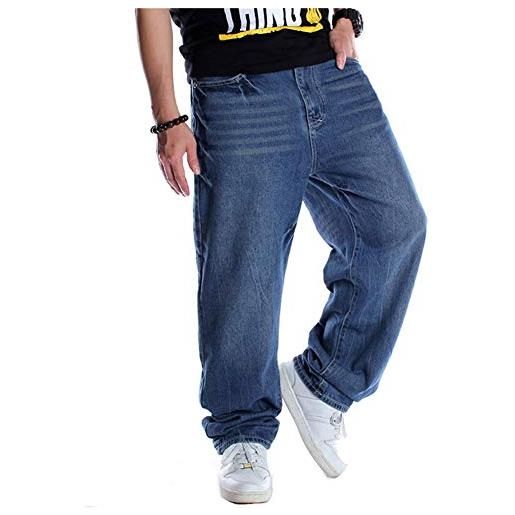 LUOBANIU jeans larghi da uomo, stile hip hop, vestibilità ampia, stile vintage, pantaloni cargo anni '90, pantaloni in denim vestibilità larga, pantaloni da skater da ballo alla moda, 6002 nero, 90