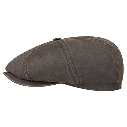 Stetson hatteras old cotton newsboy cap donna/uomo - berretti oilskin con visiera, visiera estate/inverno - l (58-59 cm) nero