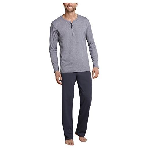 Schiesser schlafanzug lang' set di pigiama uomo, grigio (anthrazit 203), l