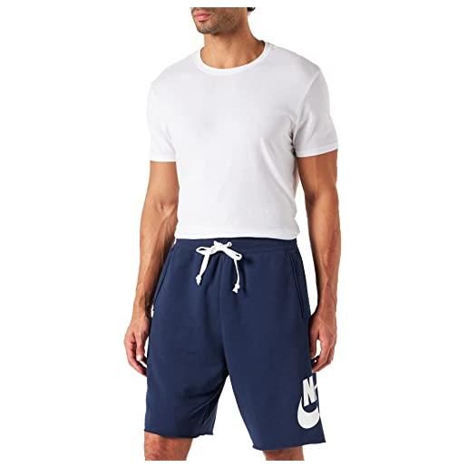 Nike french terry alumni shorts pantaloncini, blu, l uomo