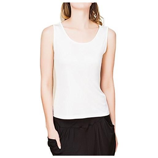 Paradise Silk canottiera senza maniche da donna, 100% seta nero l