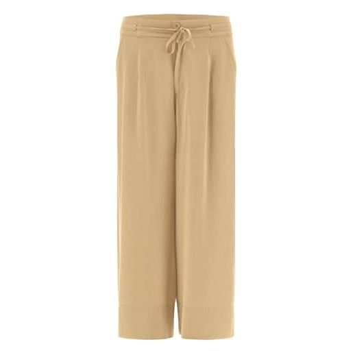 FREDDY - pantaloni cropped gamba ampia in lino viscosa, donna, beige, medium