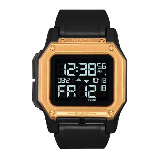 NIXON regulus a1180 - black/gold - 100m water resistant men's digital sport watch (46mm watch face, 29mm-24mm pu/rubber/silicone band)
