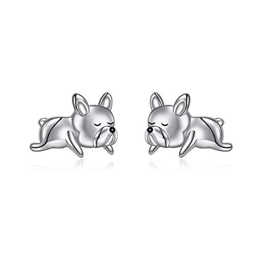 VONALA orecchini bulldog francesi, in argento sterling 925, orecchini a perno per donne e ragazze, argento sterling