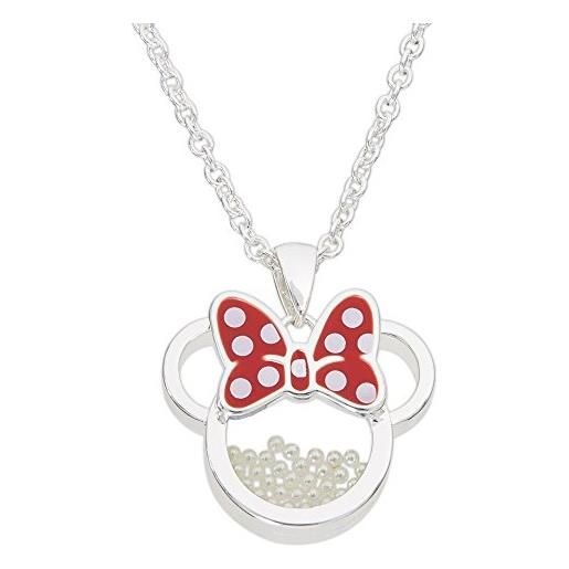 Disney birthstone women and girls jewelry minnie mouse silver plated shaker pendant necklace, 18+2 extender mickey's 90th birthday anniversary