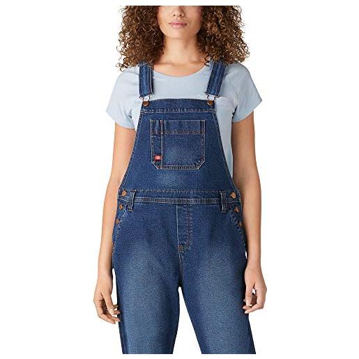 Dickies relaxed fit bib overalls salopette, verde muschio lavato, m donna