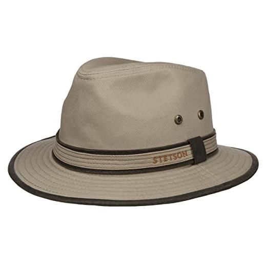 Stetson ava cotton cappello anti uv donna/uomo - in cotone estivo traveller con pistagna primavera/estate - xxl (62-63 cm) beige