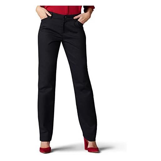 Lee wrinkle free relaxed fit straight leg pant pantaloni, nero, 40 donna