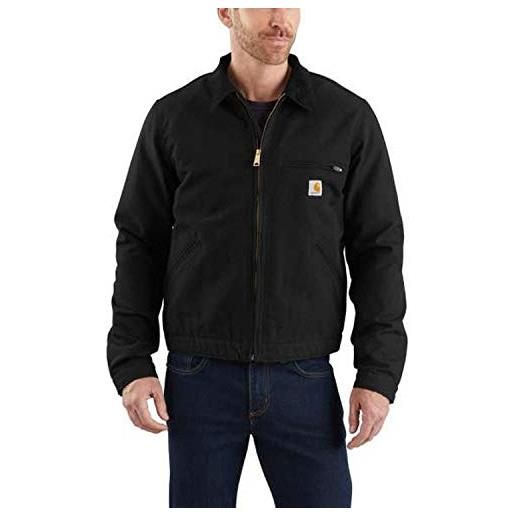 Carhartt giacca detroit, vestibilità comoda, in tessuto duck con fodera tipo coperta a righe, uomo, nero, xxl