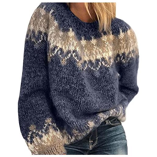 WHZXYDN maglione da donna in jacquard lavorato a maglia grossa in mohair allentato casual da donna autunno e inverno nuovo stile