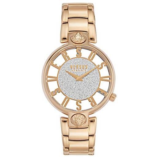 Versus Versace kirstenhof orologio 36 mm, donna, oro rosa/argento