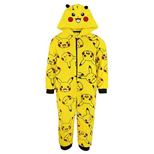Pokemon onesie boys pikachu yellow 3d orecchie per bambini tutto in un pigiama p 9-10 anni