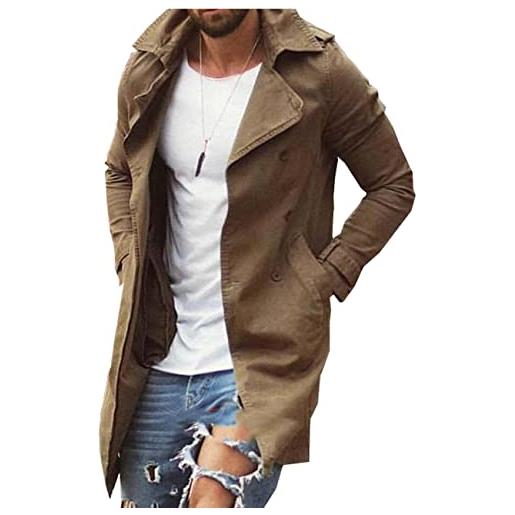 BAIXIAOCHI giacca da uomo primaverile giacca a vento da uomo di media lunghezza slim di grandi dimensioni giacca casual da uomo