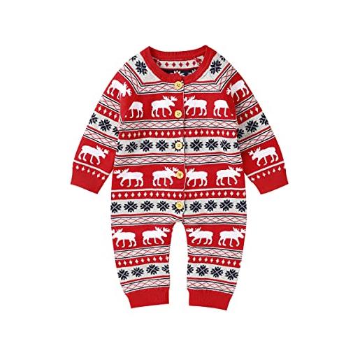 Verve Jelly pagliaccetto neonato tuta natalizia vestiti per bambini lavorati a maglia completi renne completi maglione autunno inverno vestiti natalizi, 90,6-12 mesi, blu