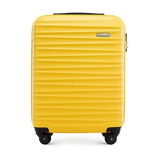 WITTCHEN valigia da viaggio bagaglio a mano valigia da cabina valigia rigida in abs con 4 ruote girevoli serratura a combinazione maniglia telescopica groove line taglia s giallo