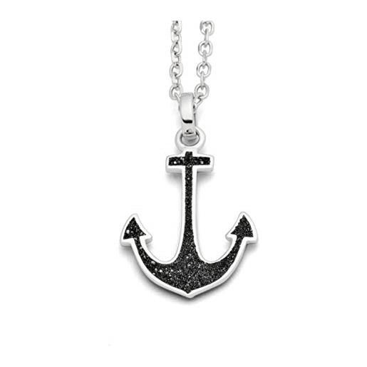 DUR ciondolo di ancoraggio lavico per collana in argento sterling 925 con sabbia lavica, nero, 20 mm, p3154, 20 mm, argento sterling, nessuna pietra preziosa