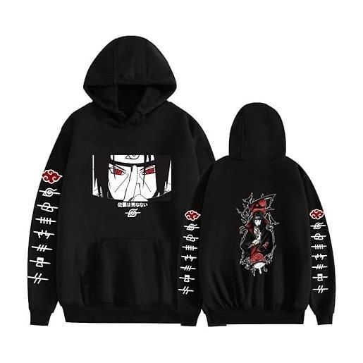 LINGXIAO ragazzi uchiha itachi hoodie pullover hoodie con tasche anime print hoodie per anime fans (d, l)