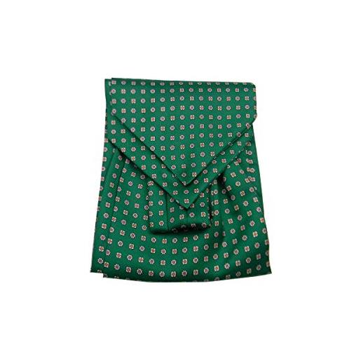 Avantgarde ascot di seta stampata verde man silk green foulard italia cash col, colore verde smeraldo scuro 1
