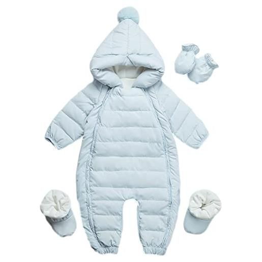 amropi bambino tute da neve inverno pagliaccetto con cappuccio neonato body overall jumpsuit rosa, 9-12 mesi