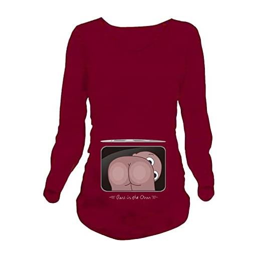 Q.KIM donna maglietta premaman senza maniche/maniche corte/maniche lunghe t-shirt divertente neonato - baby ass serie