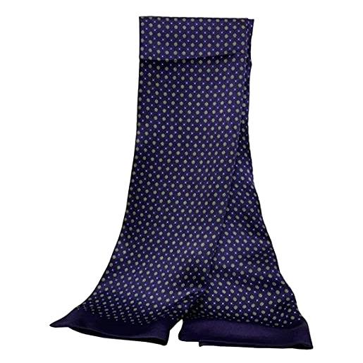 UK_Stone - sciarpa da uomo 100% pura seta, motivo a pois, stile vintage a doppio strato