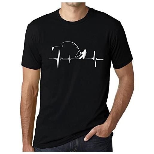 ULTRABASIC uomo maglietta battito del cuore del pescatore - fisherman heartbeat - t-shirt stampa grafica divertente vintage idea regalo originale alla moda verde army s