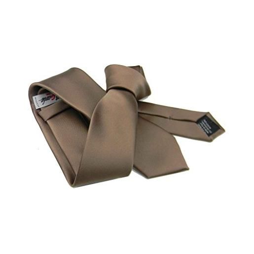 Avantgarde - cravatta slim tinta unita made in italy colori cravattino skinny tie, colore: fango, 6 cm in punta