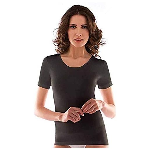 Liabel. pack 2 magliette donna bordo raso mezza manica caldo cotone - nero - 02828 d26n (4 / m)