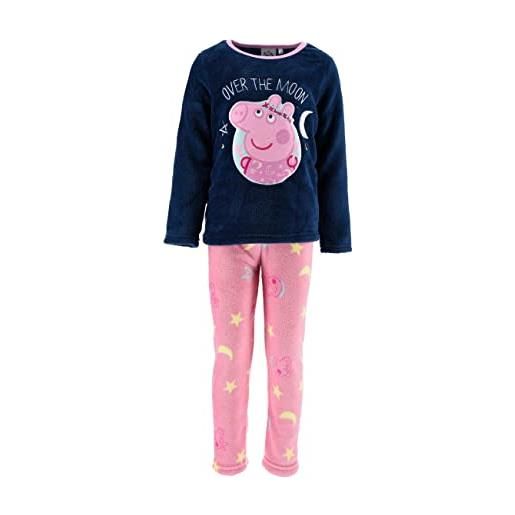 SUN CITY pigiama peppa pig invernale bimba in pile ufficiale con ricamo per bambina 4599