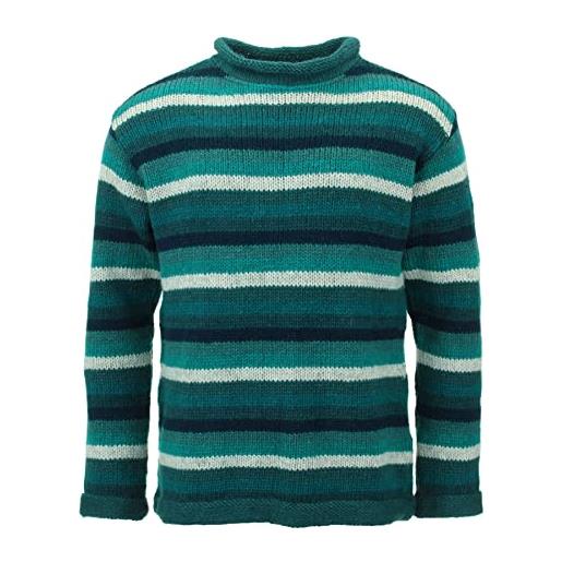 LOUDelephant maglione lavorato a mano in lana lavorato a mano in nepal unisex small - xx-large, striscia arcobaleno scu, l