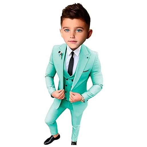 Botong slim fit suit per ragazzi tacca risvolto blazer gilet pantaloni ragazzi partito vestito ragazzi vestito formale bambino matrimonio smoking, menta, 12 anni