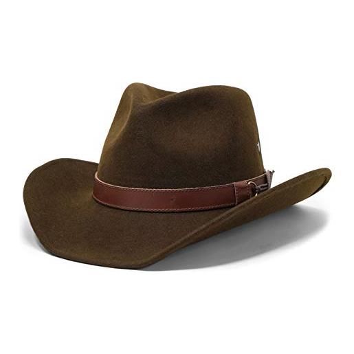 Borges & Scott forester - cappello di feltro di lana in stile occidentale - resistente all'acqua - tesa con filo rigido - marrone scuro 58cm (mideo)