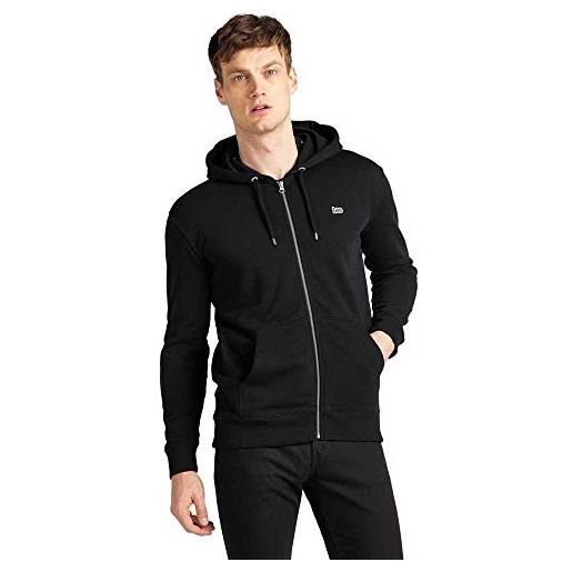 Lee basic zip through hoodie, felpa con cappuccio uomo, nero (black 01), m