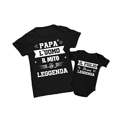 Bulabadoo coppia tshirt e body neonato - papà orgoglioso di un figlio fantastico - figlio di un padre fantastico - maglietta uomo - body - idea regalo papà