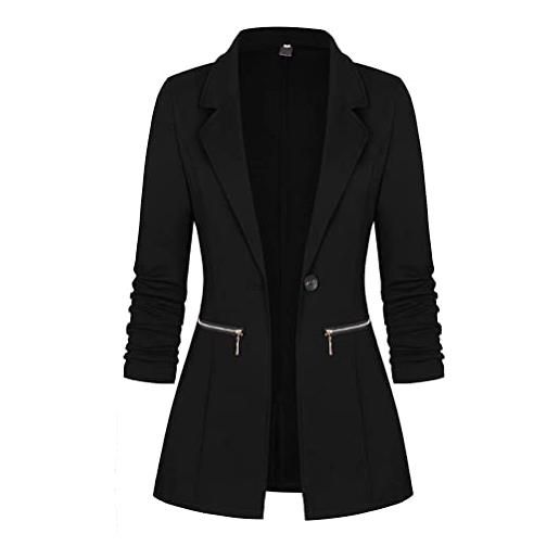Onsoyours blazer donna elegante casual giacche da abito slim fit manica a nero m