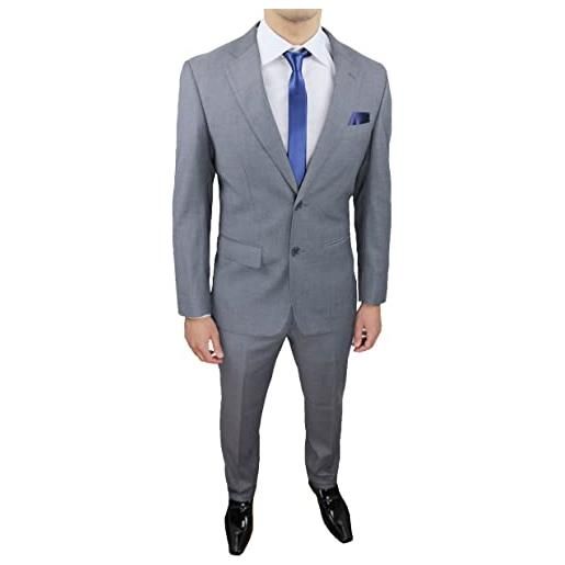 Evoga elegante abito uomo sartoriale grigio completo vestito formale cerimonia (50, grigio)