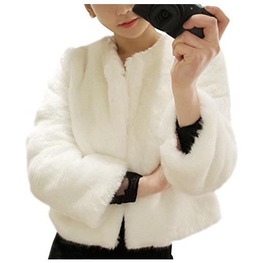 Gladiolus donna giacca eleganti in faux pelliccia ecologica cappotto invernale elegante giacca corta a maniche lunghe bianco s