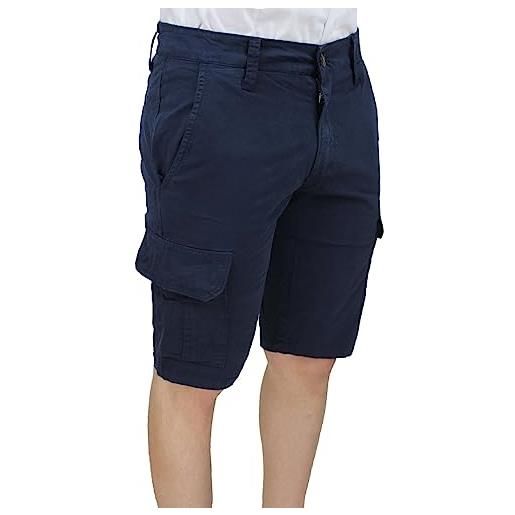 Evoga pantaloni corti uomo cargo slim fit cotone jeans con tasconi laterali (50, blu scuro)