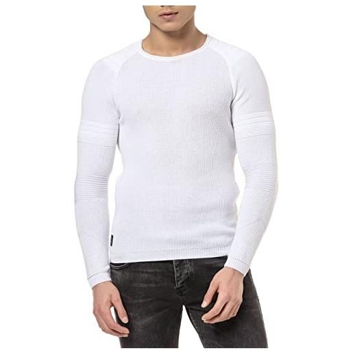 Redbridge maglione da uomo felpa lavorata a maglia pullover slim fit bianco l