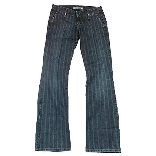 Fornarina jeans donna blu club gessato stripe business bootcut flare pant blu 27w x 34l