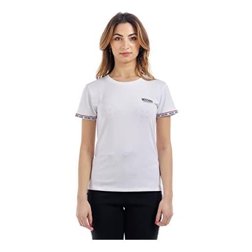Moschino t-shirt donna bianco con banda elastica logata fondo manica (s)