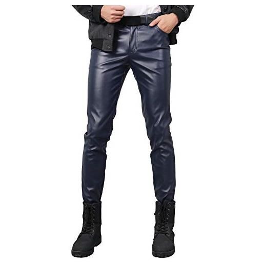 Idopy pantaloni da motociclista per motociclisti in pelle sintetica per costume da festa da uomo