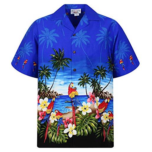Lapa p. L. A. Original camicia hawaiana, parrot with black, blu xl