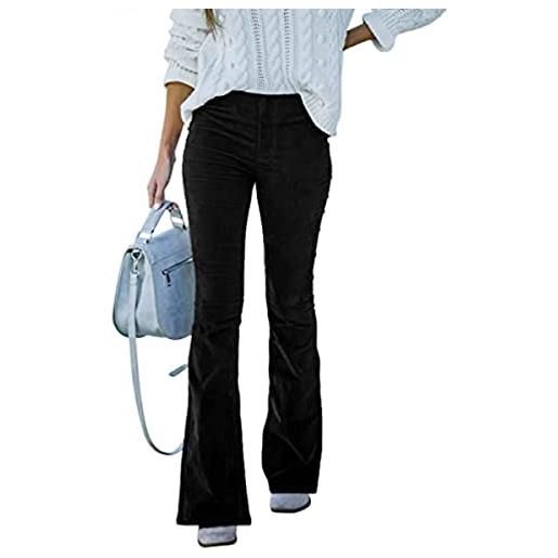 Vagbalena pantaloni di velluto di velluto a velluto da donna pantaloni a gamba femminile con elasticità e morbidezza elastica pantaloni svasati (rosa, xl)